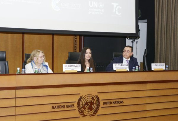 Heydər Əliyev Fondunun vitse-prezidenti Leyla Əliyevanın iştirakı ilə Cenevrədə Xəzər dənizinin ekoloji problemləri müzakirə olunub (FOTO)