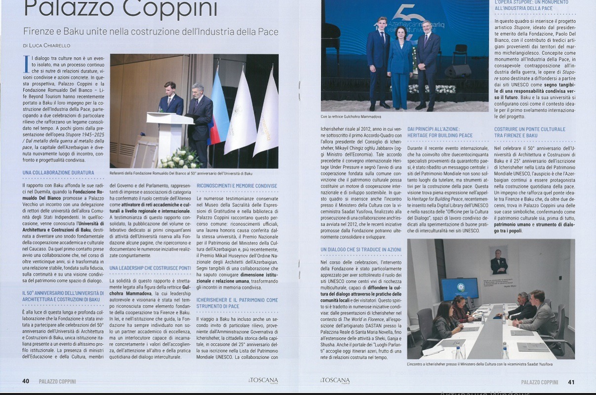 İtaliya mətbuatında AzMİU-nun 50 illik yubileyi və Bakı–Florensiya əməkdaşlığı geniş işıqlandırılıb (FOTO)