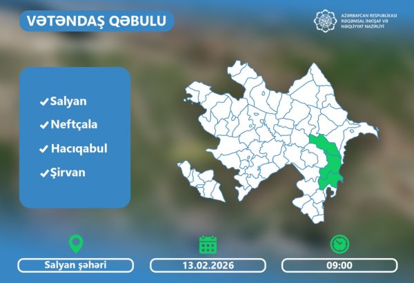 Rəşad Nəbiyev Salyanda vətəndaşları qəbul edəcək