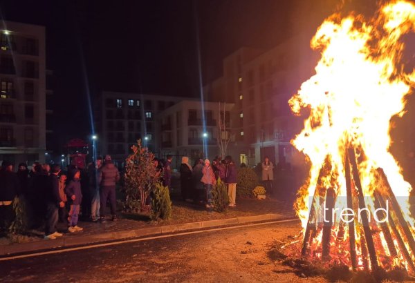 Ağdamda Su Çərşənbəsi münasibətilə ilk bayram tonqalı qalandı (FOTO)