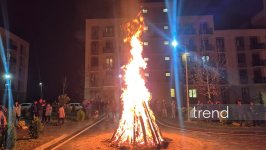 Ağdamda Su Çərşənbəsi münasibətilə ilk bayram tonqalı qalandı (FOTO)