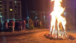 Ağdamda Su Çərşənbəsi münasibətilə ilk bayram tonqalı qalandı (FOTO)