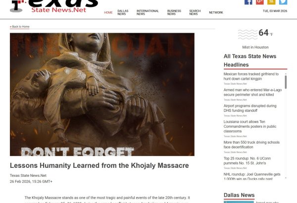 Texas mətbuatında Xocalı soyqırımı haqqında məqalə dərc olunub