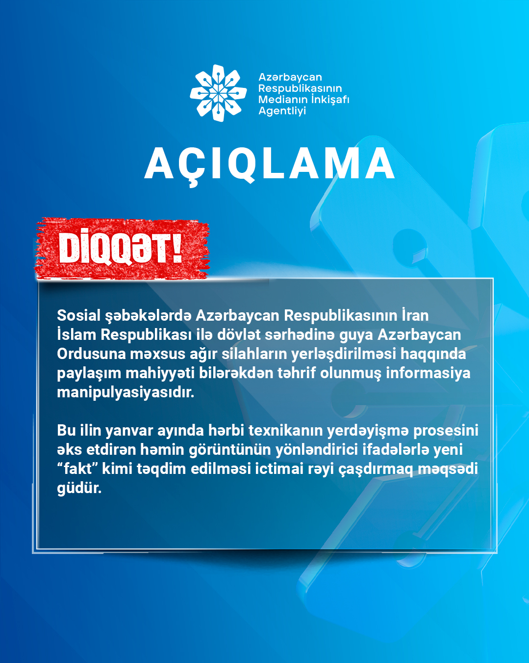 Azərbaycanın İranla sərhədə ağır silahlar yerləşdirməsi barədə məlumatlar dezinformasiyadır – MEDİA (FOTO)