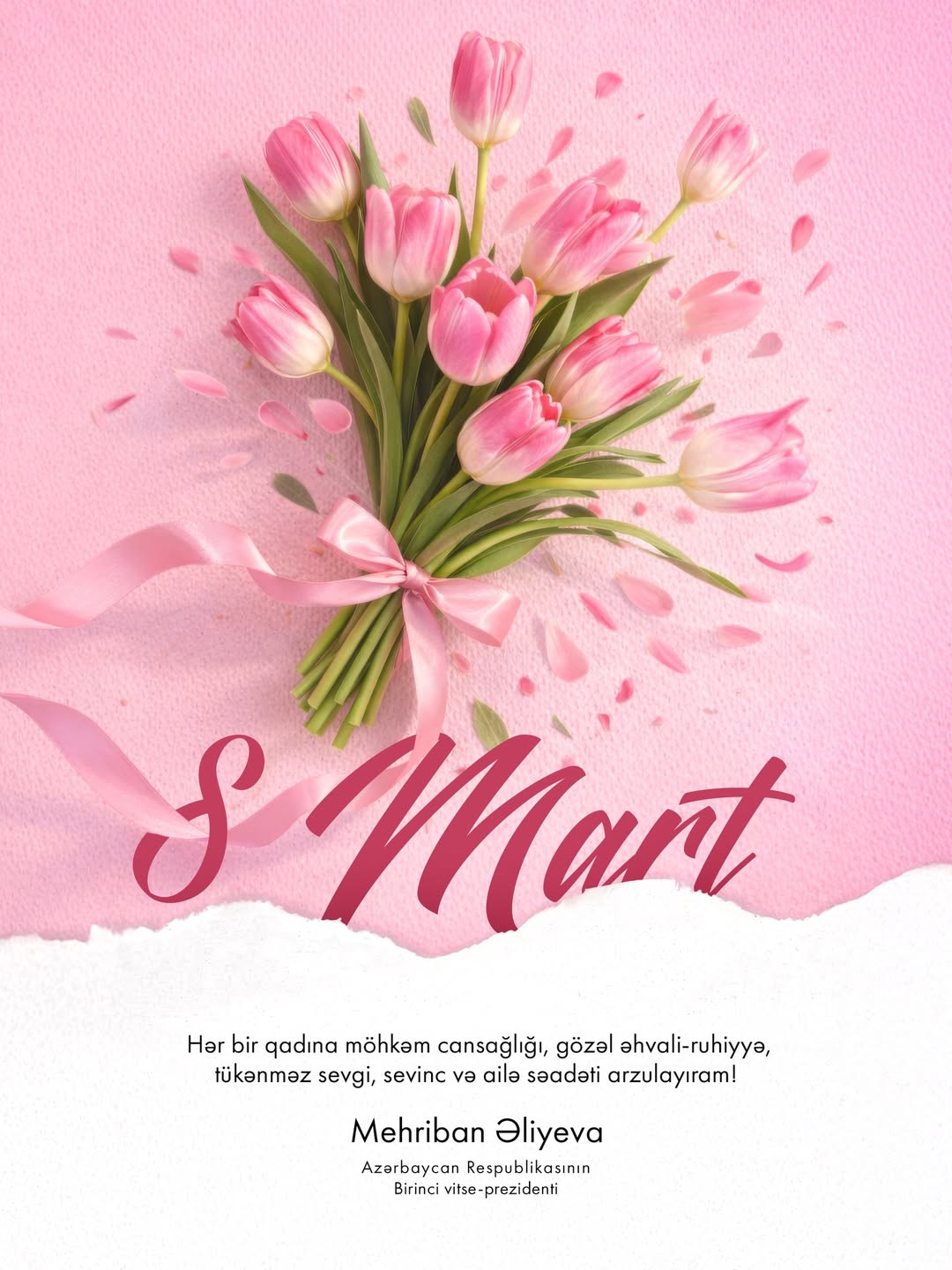 Birinci vitse-prezident Mehriban Əliyeva 8 Mart - Beynəlxalq Qadınlar Günü ilə münasibətilə paylaşım edib (FOTO)