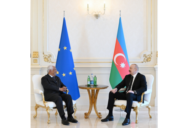 Prezident İlham Əliyevin Avropa İttifaqı Şurasının Prezidenti ilə təkbətək görüşü olub (FOTO/VİDEO)