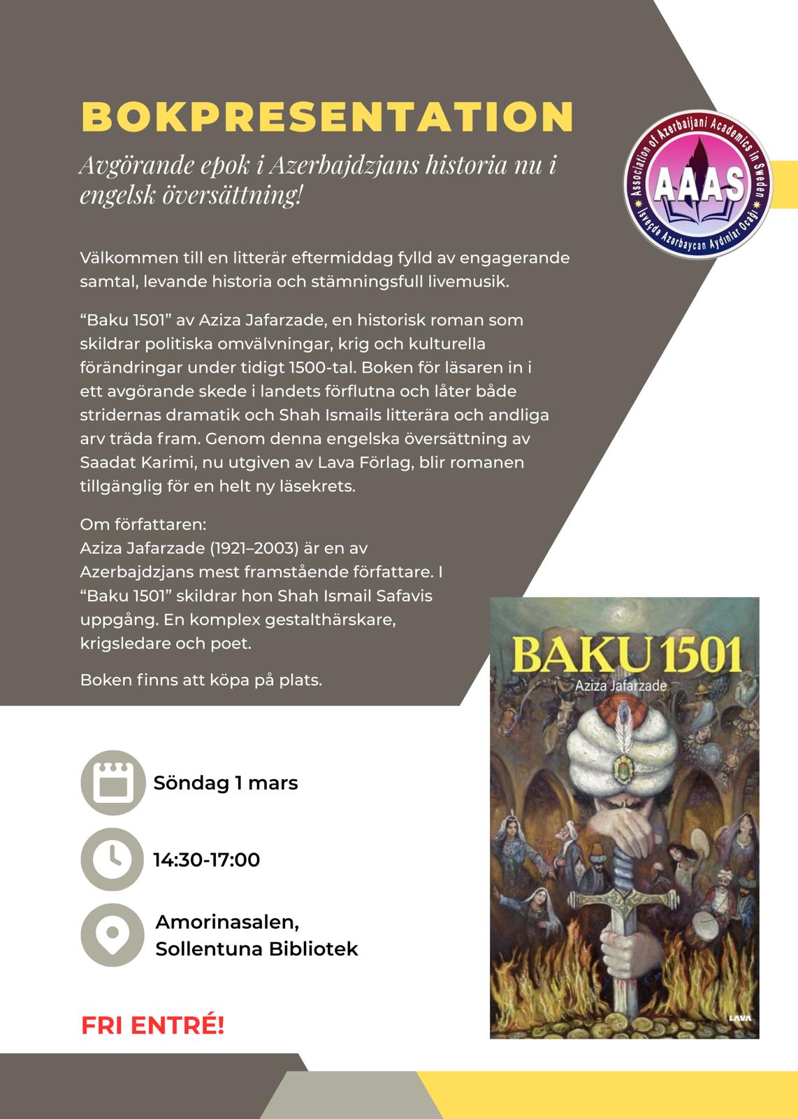 Stokholmda “Bakı 1501” tarixi romanının təqdimatı keçirilib (FOTO)