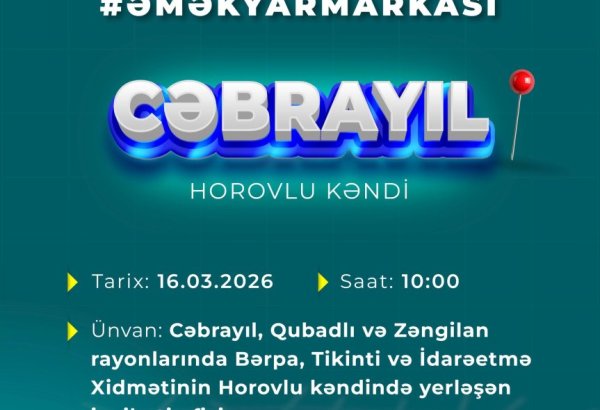 Cəbrayılın Horovlu kəndində əmək yarmarkası keçiriləcək