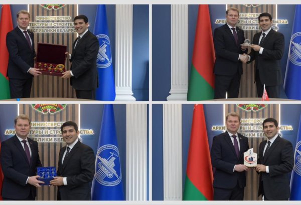 Belaruslu nazir Azerbaycan tikinti assosiasiyasının rəhbər heyətini qəbul edib (FOTO)