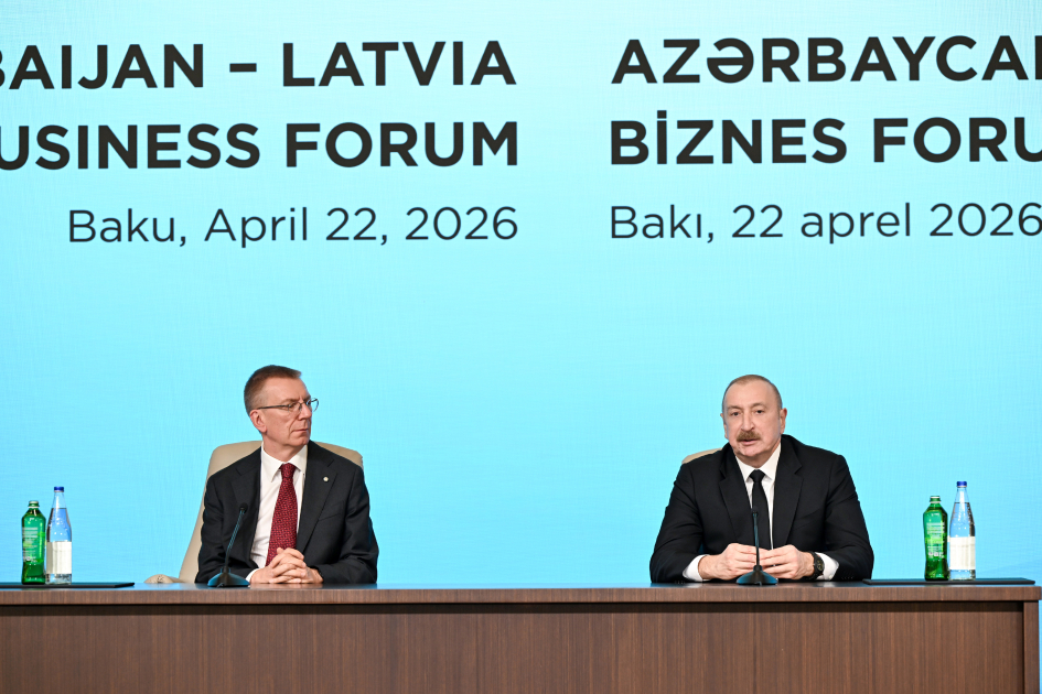 Prezident İlham Əliyev və Latviya Prezidenti Edqars Rinkeviçsin iştirakı ilə Azərbaycan-Latviya biznes forumu keçirilib (FOTO)