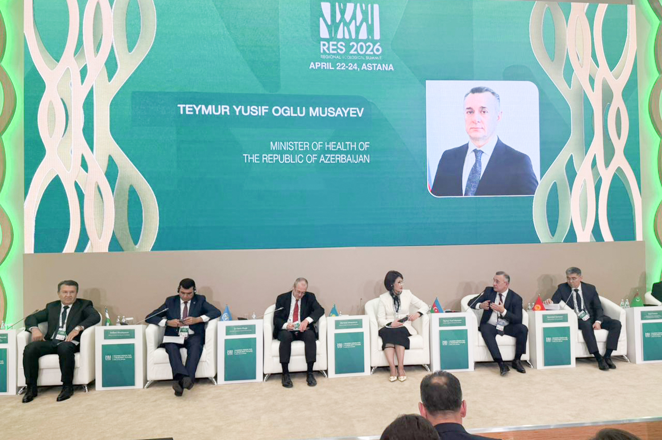 Səhiyyə naziri Astanada Regional Ekoloji Sammit çərçivəsində keçirilən sessiyada çıxış edib (FOTO)