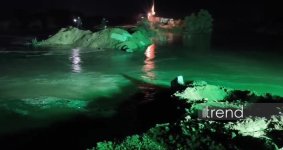 Ağcabədidə zədələnmiş bəndin bərpası işləri davam edir (FOTO)