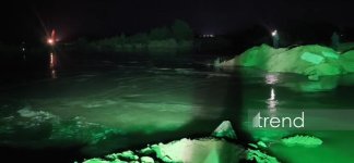 Ağcabədidə zədələnmiş bəndin bərpası işləri davam edir (FOTO)