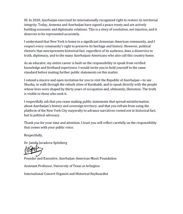 Dünya azərbaycanlıları Nyu-York merinə müraciət ediblər (FOTO)