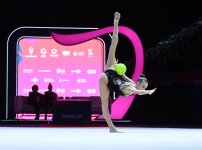 Birinci vitse-prezident Mehriban Əliyeva bədii gimnastika üzrə Avropa kubokunu izləyib (FOTO)