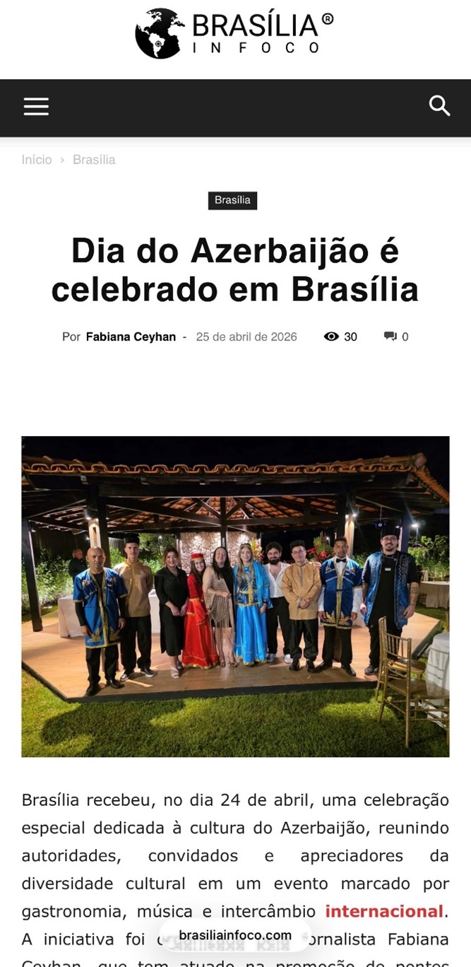 “Azərbaycan Mədəniyyət Günü” Braziliya mətbuatında (FOTO)