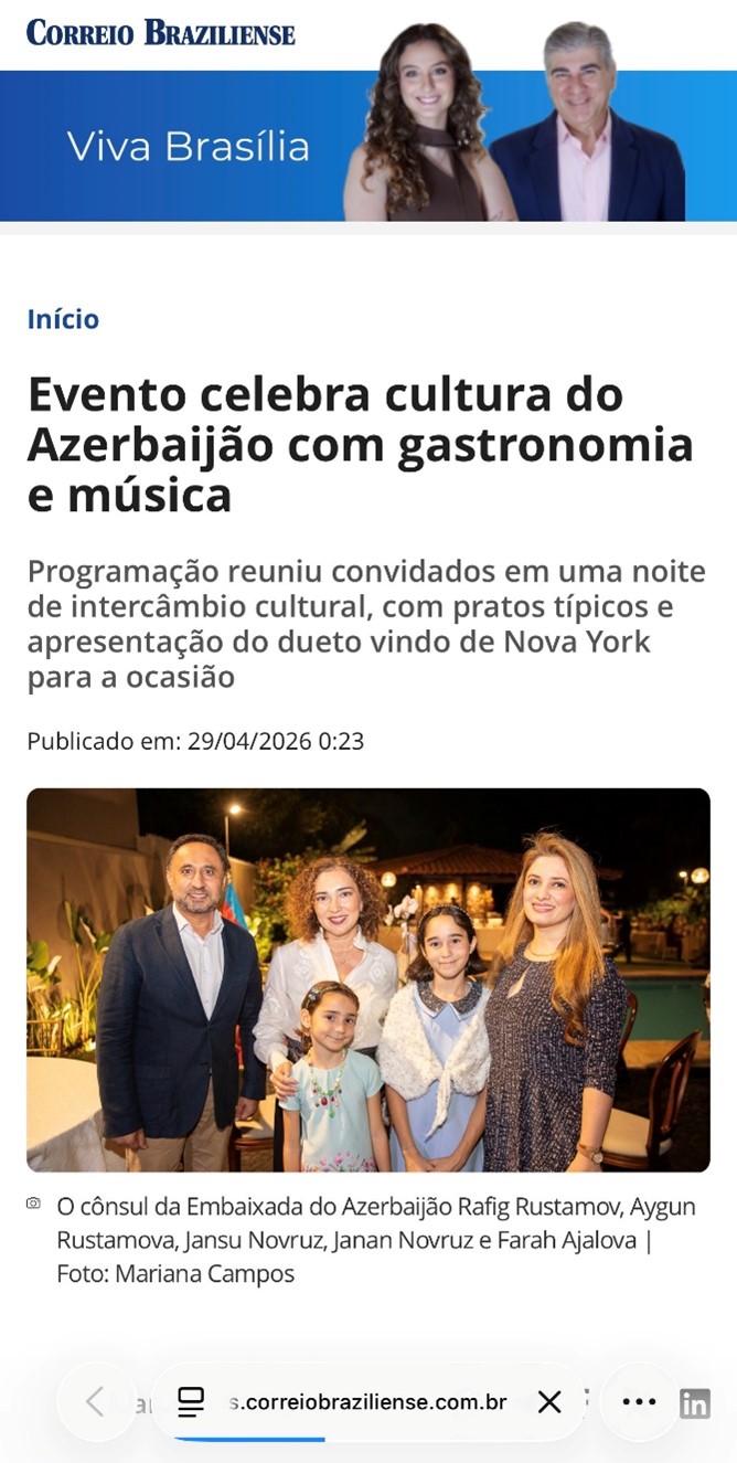 “Azərbaycan Mədəniyyət Günü” Braziliya mətbuatında (FOTO)