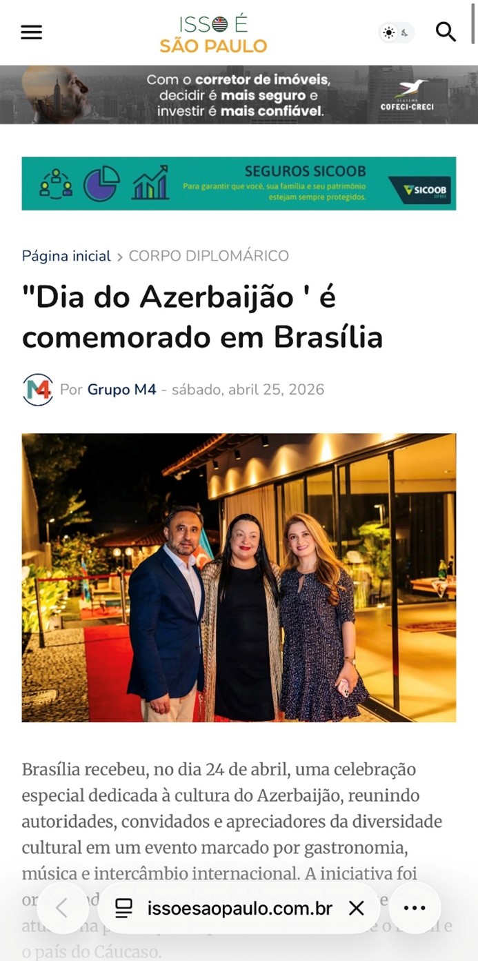 “Azərbaycan Mədəniyyət Günü” Braziliya mətbuatında (FOTO)