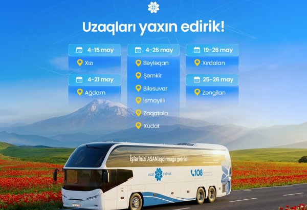 Mayda Səyyar ASAN xidmətin fəaliyyət göstərəcəyi ünvanlar açıqlanıb