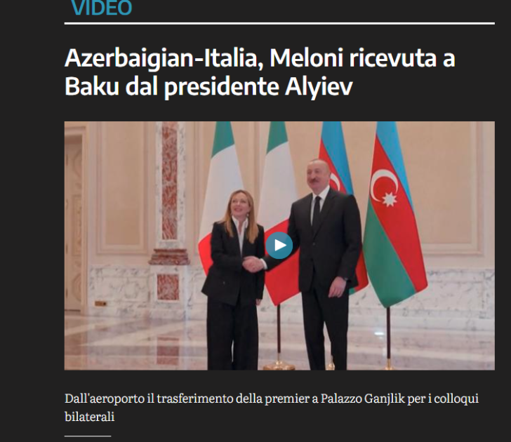 Dünya mediası Baş nazir Ciorcia Meloninin Prezident İlham Əliyevlə Bakıda apardığı danışıqları geniş işıqlandırıb (FOTO)