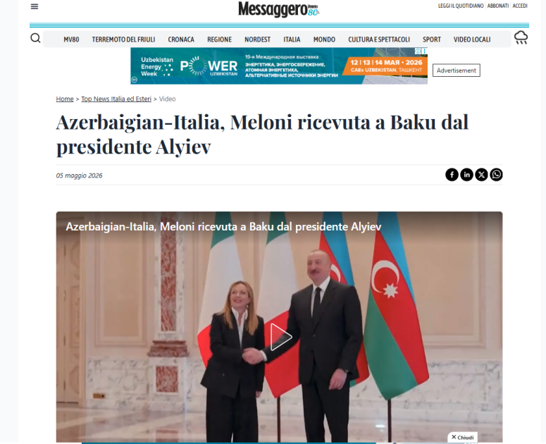 Dünya mediası Baş nazir Ciorcia Meloninin Prezident İlham Əliyevlə Bakıda apardığı danışıqları geniş işıqlandırıb (FOTO)