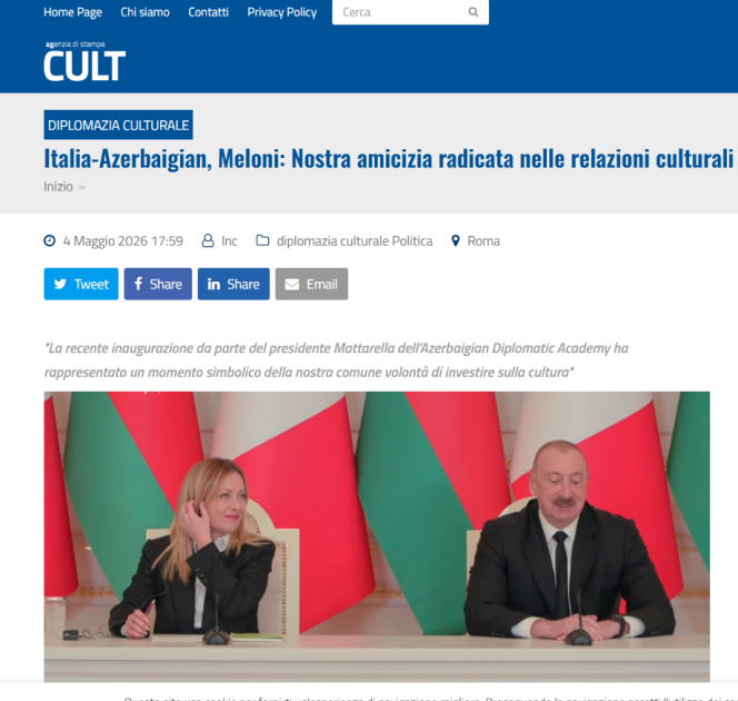 Dünya mediası Baş nazir Ciorcia Meloninin Prezident İlham Əliyevlə Bakıda apardığı danışıqları geniş işıqlandırıb (FOTO)
