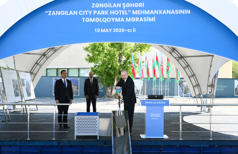 Prezident İlham Əliyev Zəngilan şəhərində sakinlərlə görüşüb, “Zangilan City Park Hotel”in təməlini qoyub (FOTO)