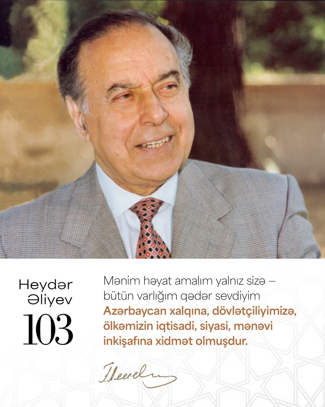Birinci vitse-prezident Mehriban Əliyeva Ümummilli Lider Heydər Əliyevin anadan olmasının 103-cü ildönümü ilə bağlı paylaşım edib (FOTO)
