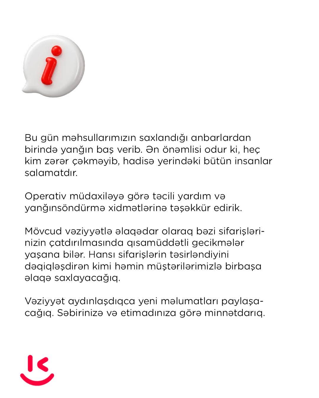 Lökbatandakı yanğın “Kontakt Home”un anbarında olub (FOTO)