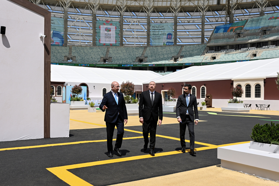 Prezident İlham Əliyev Bakı Olimpiya Stadionunun ərazisində WUF13 ilə bağlı görülən işlərlə tanış olub (FOTO/VİDEO)