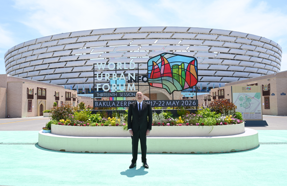 Prezident İlham Əliyev Bakı Olimpiya Stadionunun ərazisində WUF13 ilə bağlı görülən işlərlə tanış olub (FOTO/VİDEO)