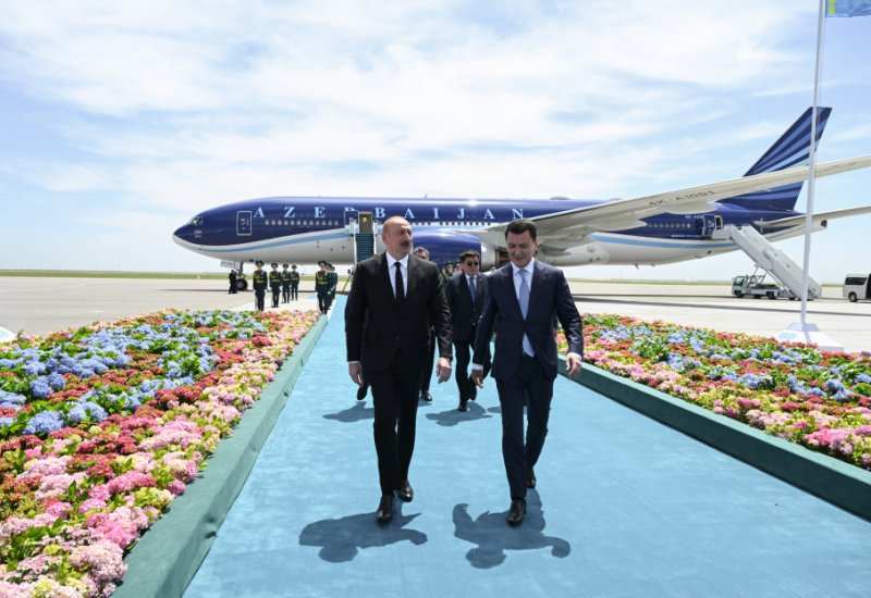 Prezident İlham Əliyev Qazaxıstana işgüzar səfərə gəlib (FOTO/VİDEO)