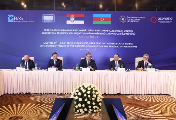 Serbiya Prezidenti ilə Azərbaycanın biznes nümayəndələri arasında görüş keçirilib (FOTO)