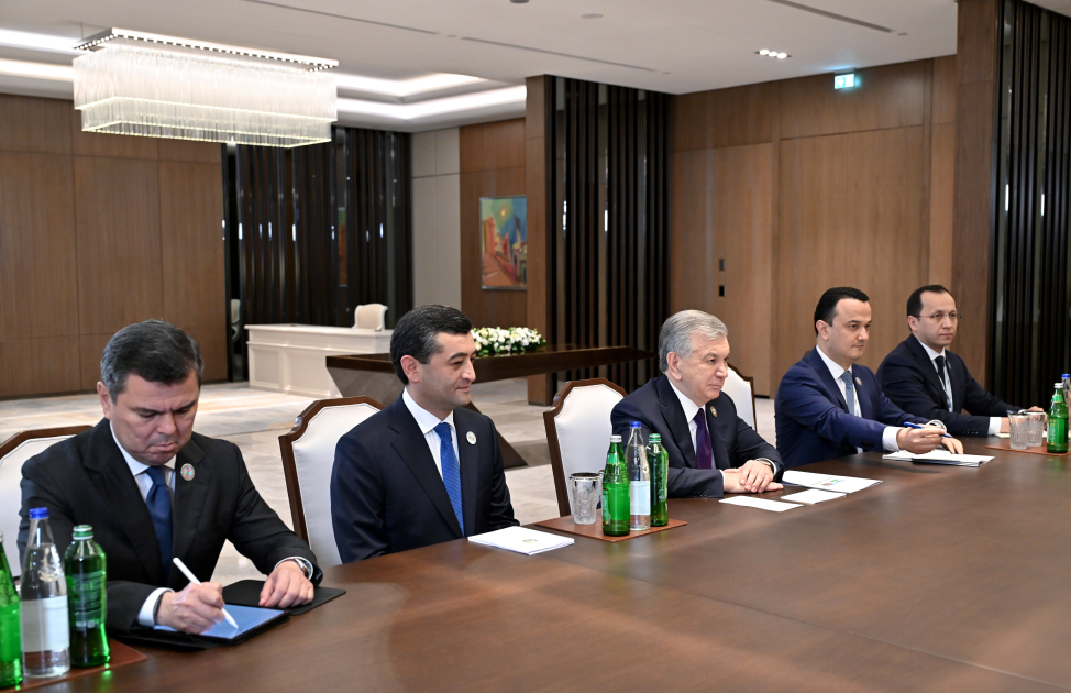 Prezident İlham Əliyev Özbəkistan Prezidenti Şavkat Mirziyoyevlə görüşüb (FOTO)