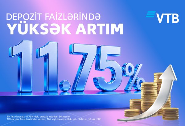 VTB (Azərbaycan) əmanət faizlərini 11.75%-dək qaldırdı