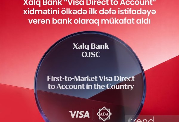 Xalq Bank “Visa Direct to Account” xidməti üzrə mükafata layiq görüldü