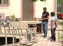 Bakıda evin bir hissəsi kollektora çökdü (FOTO)