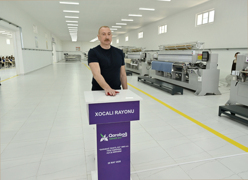 Prezident İlham Əliyev Xocalı şəhərində “Qarabağ Tekstil Evi” MMC-nin açılışında iştirak edib (FOTO)