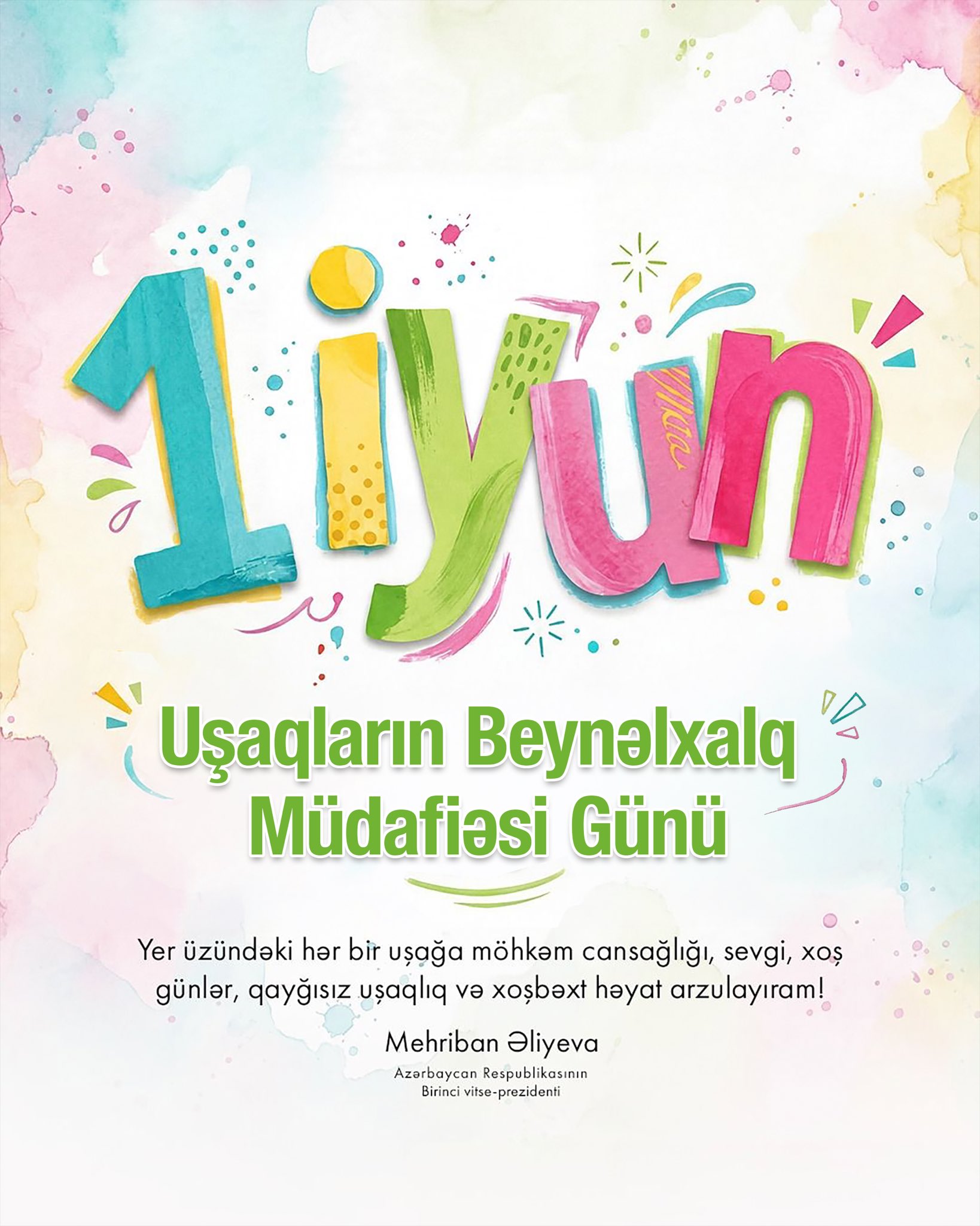 Birinci vitse-prezident Mehriban Əliyeva Uşaqların Beynəlxalq Müdafiəsi Günü münasibətilə paylaşım edib (FOTO)