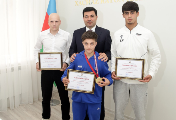Beynəlxalq yarışlarda medal və kubok qazanan xaçmazlı idmançılarla görüş keçirilib (FOTO)