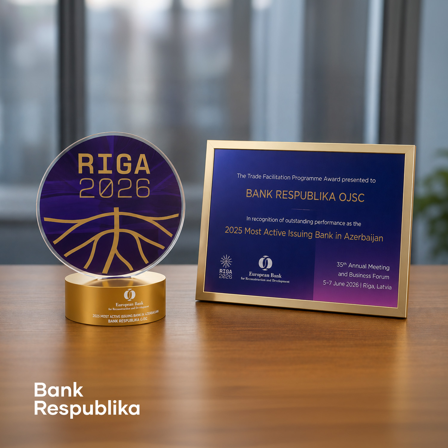 EBRD növbəti dəfə Bank Respublika-nı "Azərbaycanda ən fəal emitent bank" elan etdi (FOTO)
