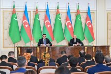 Prezident İlham Əliyev və Türkmənistan Prezidenti Sərdar Berdiməhəmmədov mətbuata bəyanatlarla çıxış ediblər (FOTO)