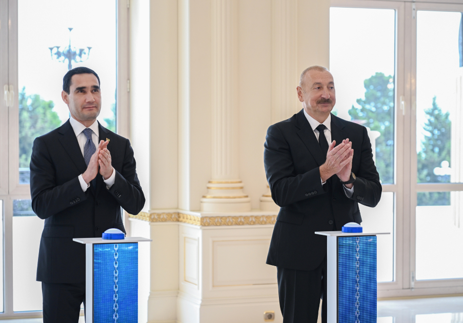 Azərbaycan Prezidenti İlham Əliyevin və Türkmənistan Prezidenti Sərdar Berdiməhəmmədovun iştirakı ilə “Dostlug” tankerinin onlayn formatda hədiyyə olunması mərasimi keçirilib (FOTO)