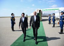 Türkmənistan Prezidenti Sərdar Berdiməhəmmədov Füzuli rayonuna gəlib (FOTO)