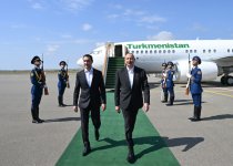 Türkmənistan Prezidenti Sərdar Berdiməhəmmədov Füzuli rayonuna gəlib (FOTO)