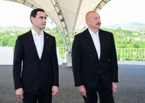 Azərbaycan Prezidenti İlham Əliyev və Türkmənistan Prezidenti Sərdar Berdiməhəmmədov Füzuli şəhərinin dağıdılmış yerlərinə baxıblar (FOTO)