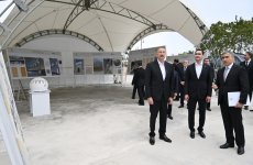 Azərbaycan Prezidenti İlham Əliyev və Türkmənistan Prezidenti Sərdar Berdiməhəmmədov Şuşa məscidində tikinti işlərinin gedişi ilə tanış olublar (FOTO)