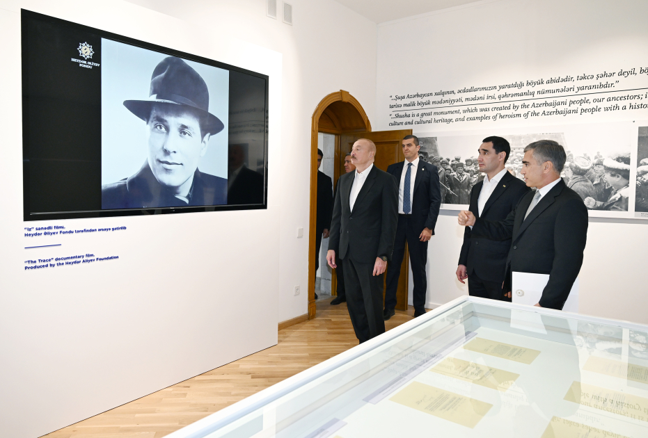 Azərbaycan Prezidenti İlham Əliyev və Türkmənistan Prezidenti Sərdar Berdiməhəmmədov Şuşada “Heydər Əliyev və Qarabağ” sərgisi ilə tanış olublar (FOTO)