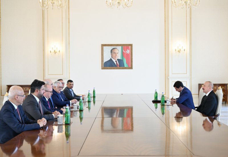Prezident İlham Əliyev Türkiyə Böyük Millət Məclisi sədrinin rəhbərlik etdiyi nümayəndə heyətini qəbul edib (FOTO/VİDEO)