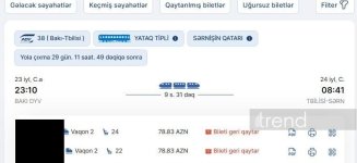 Bakı–Tbilisi qatarına biletlərin qiymətləri ucuzlaşdı (FOTO)